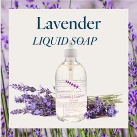 Provence Sante Natural Liquid Soap - Moisturizing Almond Oil Hand Soap with Calming Lavender Scent - Elegant Pump Dispenser for Kitchen & Bath (16.9 oz)