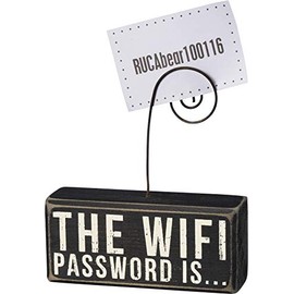 Primitives by Kathy 37176 Wood Photo Holder Block, The WIFI Password Is