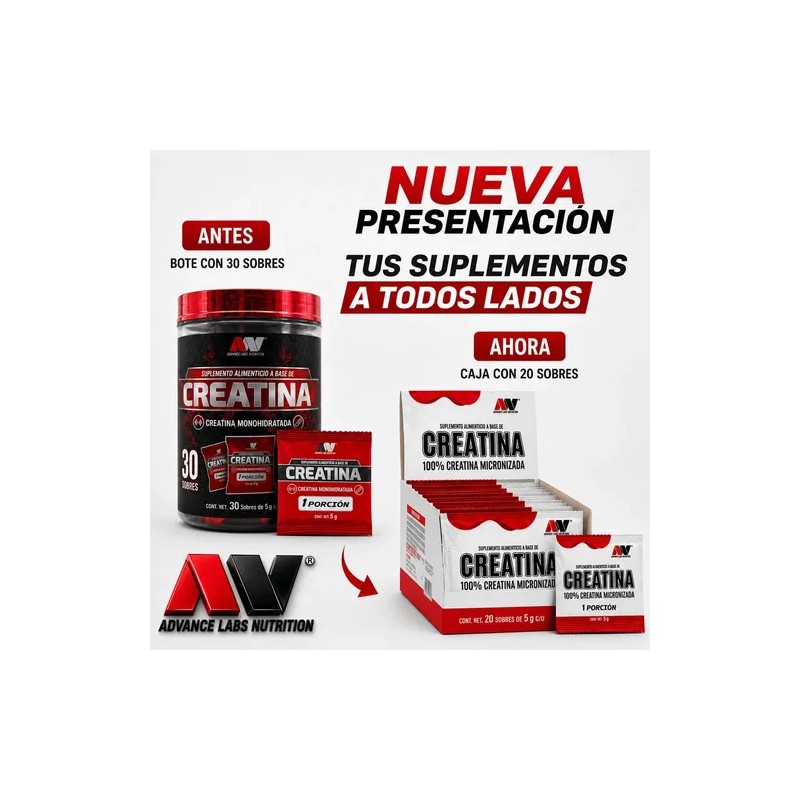 Creatina Micronizada 20 Sobres Advance Nutrition Sin Sabor Sin Sabor