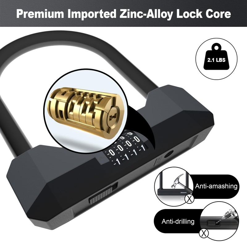 LOHASWORK Bike Locks Heavy Duty Anti Theft,Combo Bike U Lock