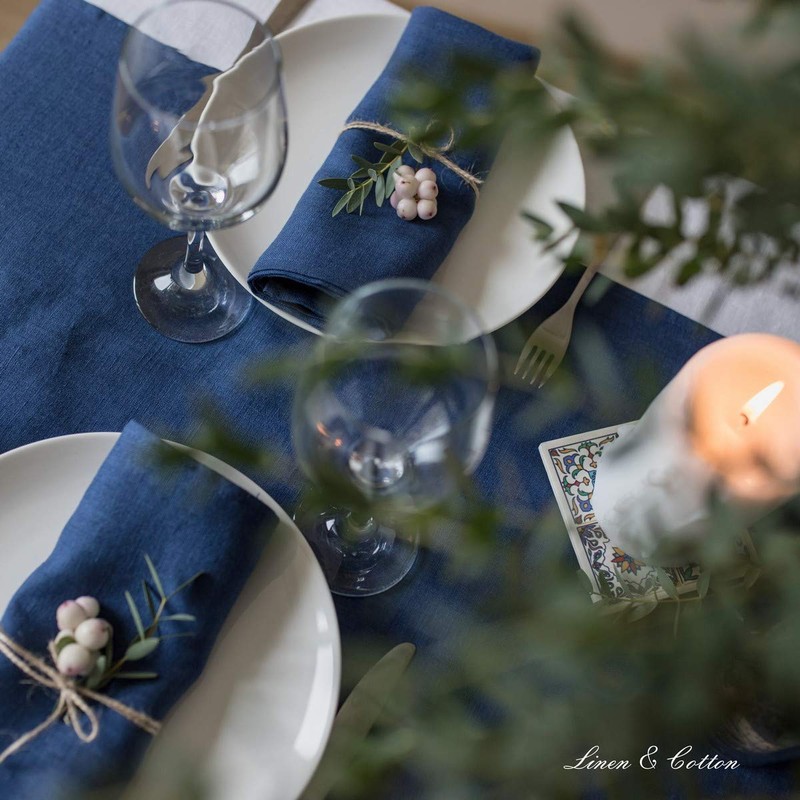 Linen & Cotton Hygge Table Runner Fabric Table Decoration 100%