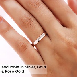 TJC Silver Rings for Women | Wedding Band Ring - 4mm Width | Available Sizes L | Silver Band Ring with Rose Gold Plating | Ladies Silver Rings, Promise Rings for Women