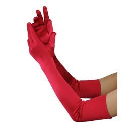 Women's 22 Inch Classic Adult Size Opera Length Satin Gloves (Red)