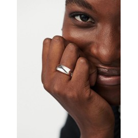 Signet Rings for Women Silver Statement Rings, 8MM High Polished Silver Rings, Size 11