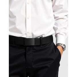 Bon4Extrao Men's Belt Without Holes, Canvas Fabric Belt Men's Infinitely Adjustable 38 mm, Outdoor Business Work Belt with Quick Release Fits Anywhere, black