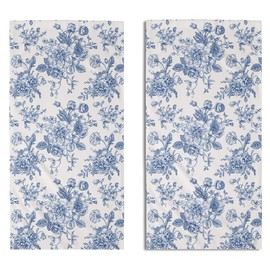 Aytipun Blue Floral Spring Hand Towels for Bathroom Set of 2 Vintage Flowers Botanical Print Cream White Decorative Handtowels Soft Absorbent Seasonal Bath Towel for Home Guest Room Hotel Gym Spa