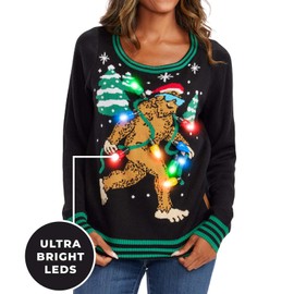 Tipsy Elves Women's Christmas Lit Legend Light Up Ugly Christmas Sweater Size Medium