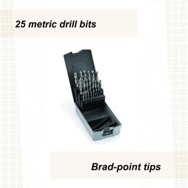 Woodriver 25 Piece Metric Brad Point Drill Bit Index Set