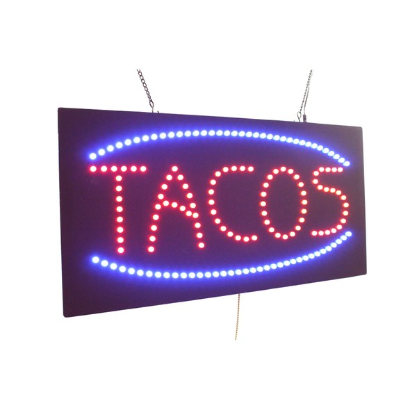 Tacos Sign, TOPKING Signage, LED Neon Open, Store, Window, Shop,