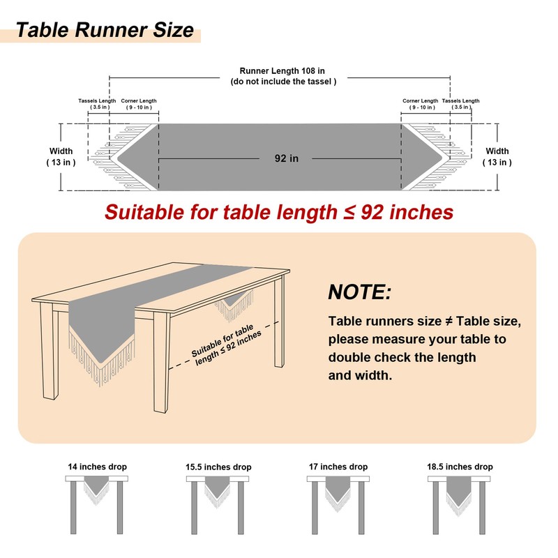 Loom and Mill Luxury Jacquard Table Runner 108 inches Long,