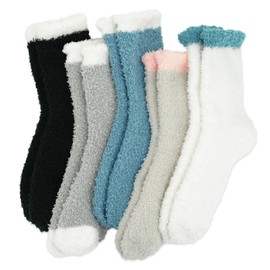 Hocerlu 5 Pairs Fluffy Socks for Women and Girls - Winter Thermal Bed Socks, Super Soft Cozy Warm Fuzzy Socks Gift for Ladies