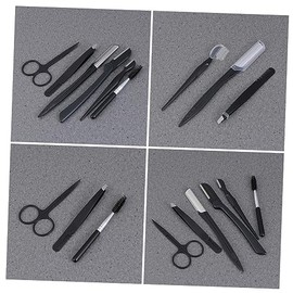 6pcs Stainless Steel Eyebrow Trimming Set with Eyebrow Scissors Comb and Brush for Precise Grooming for Travel and Makeup Bags