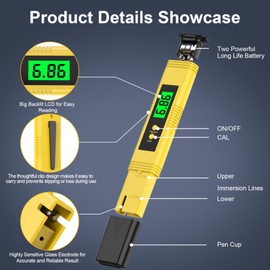 2025 All-New pH Meter for Water - High Accuracy Digital pH Tester (0.01 Precision) with UL Certification and 3 pH Calibration Powders - Ideal for Home Water, Hydroponics, Aquariums, Pools, and More