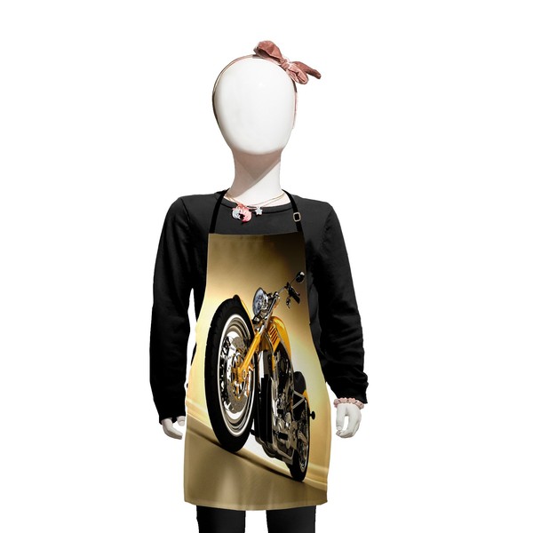 Lunarable Motorcycle Apron, Iron Custom Aesthetic Hobby Motorbike Futuristic Modern