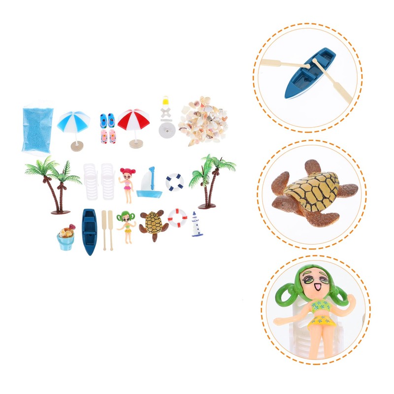 Kisangel 22pcs Miniature Beach Decor Set Plastic Miniature Beach Accessory