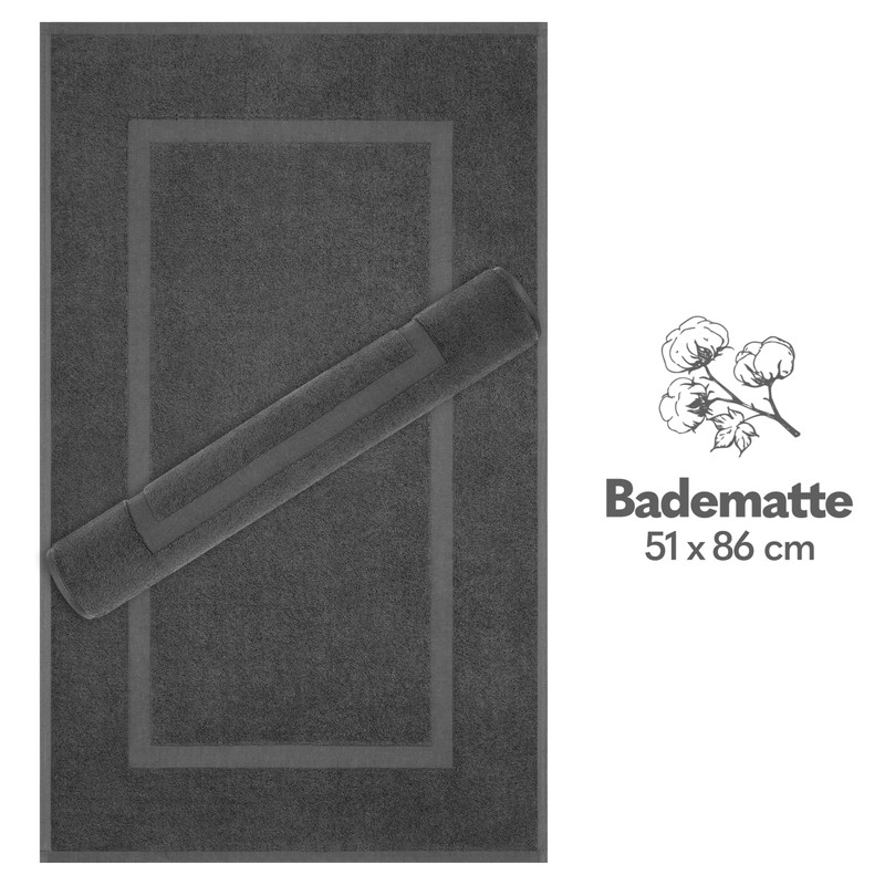 Hammetex Bath Mat Set 2 Pieces, 100% Cotton Shower Mat