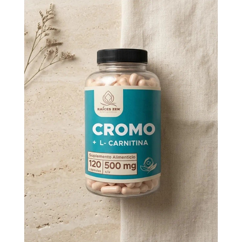 Picolinato Cromo Carnitina Raíces Zen 120 Cáps Chromium Sabor