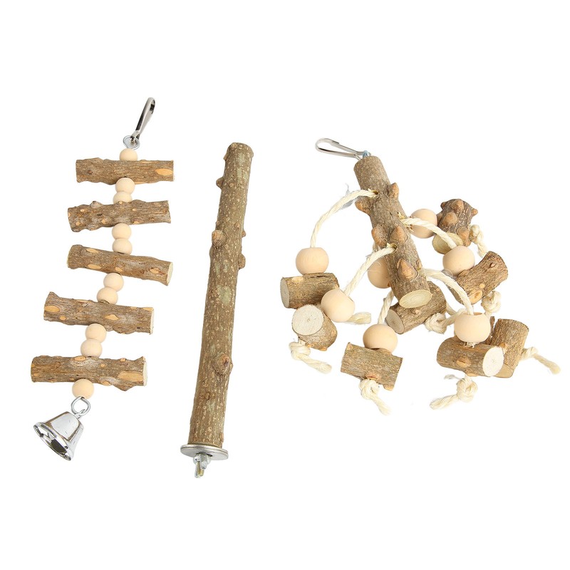 Bird Chewing Toys Hanging Natural Wood Parrot Swing Chewing Toys