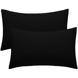 Pack of 4 100% Poly Cotton Housewife Pillow Case/Cover Soft Plain Dyed For Bedroom Pillowcase Pair (Black)