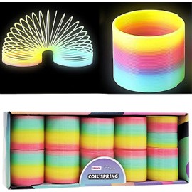 Plastic Coil Spring, Glow-In-The-Dark Magic Rainbow Slingy, Party Favor, Birthday Bag Filler, Stocking Stuffers, 3" (80MM) (25-Pack)