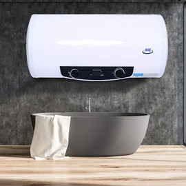 MuChaIOAK Electric Tank Hot Water Heater 80L/120L, Wall Mounted Quick Heating Tap Shower Water Heater, Electric Storage Tank Horizontal Hot Water Boiler with Leak-proof Plug (80L)