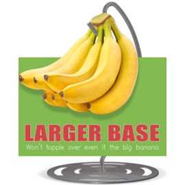 Coopenju Banana Holder Stand, Modern Stainless Steel Banana Hanger with Larger Base & Won't Topple Over, Hanger Rack for Any Kitchen Countertop (Gray)