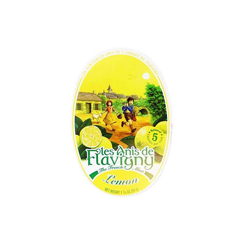 Les Anis de Flavigny Candy, Lemon, 1.8-Ounce Oval Tin