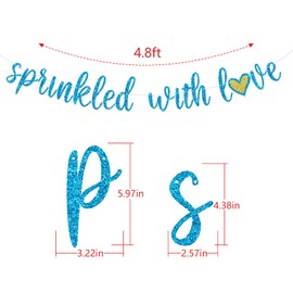 Sprinkled with Love Glitter Banner Baby Shower Sprinkle Party Decor for Boy Pre-Encordado Cartel Dorado (Azul)