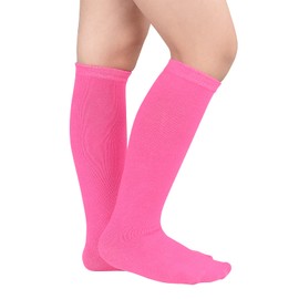 American Trends Girls Soccer Socks Kids Softball SocksFootball Baseball Socks Youth Toddler Knee High Tube Socks for Boys 1 Pack Rose 6-9 Years