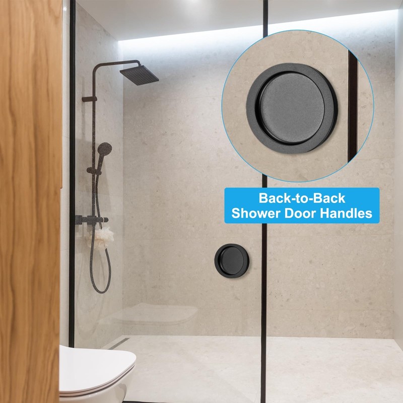 uxcell 2PCS Round Shower Glass Sliding Door Handles, 0.2" Aluminum