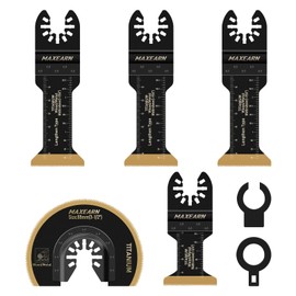 MaxEarn Oscillating Multitool Saw Blades, Titanium Extra Long Multitool Blades, Universal Quick Change Oscillating Blade Set, Oscillating Tool Accessories for Cutting Metal, Wood, Pack of 7