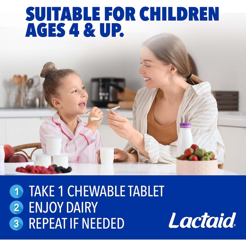 Lactaid Fast Act Lactose Intolerance Relief Chewables with Natural Lactase