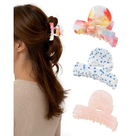 Small Hair Clips for Women,3PCS Half-Up Bun Cute Acetate Hair Claw Clips for Thin Thick Hair Strong Hold, 2.2" Non-slip Jaw Clips Y2K Hair Accessories