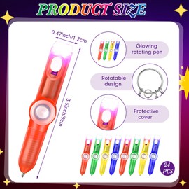 Kigeli 24 Pcs LED Spinning Rotating Pen Fidget Pen Rolling Finger Rotating Ballpoint Pens for Adults Stress Reducer Anti Anxiety Gift