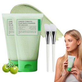 3 Cajas Green Tomato Clay Mask Cleanser,Incluye Cuchara,120g Mascarilla de Arcilla para Cara,Limpieza Profunda de Poros,Minimiza Poros,Sebum y Hidrata