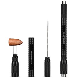 CIGARLOONG Cigar Punch, 4 in 1 Retractable Screw Out Punch, Sharp Hole Opener (Color : Black)