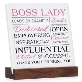 Gifts for Boss Women - Best Boss Birthday Gifts Office Promotion Gifts for Boss Mentor Leader Manager Boss Appreciation Retirement Gifts Lady Office Decor Wood Base