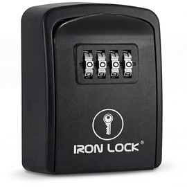 Iron Lock® Key Lock Box Wall Mount – Waterproof Heavy Duty Metal Lock Box for Keys with 4-Digit Combination & Resettable Code – Outdoor/Indoor Key Safe for Home, Office & Airbnb (Black, Small)