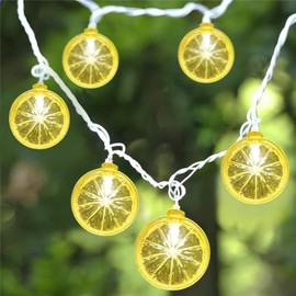 Konictom 8.5Ft Lemon Lights,Lemon Fairy Lights with 10 Pack 3D Yellow Lemon Shaped String Lights,Plug in Lemon Lights String for Home,Bedroom,Camping,Garden Party Decorations