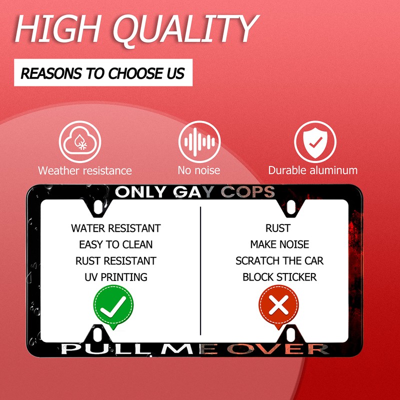 1 Pack Funny License Plate Frame Only Gay Cops Pull