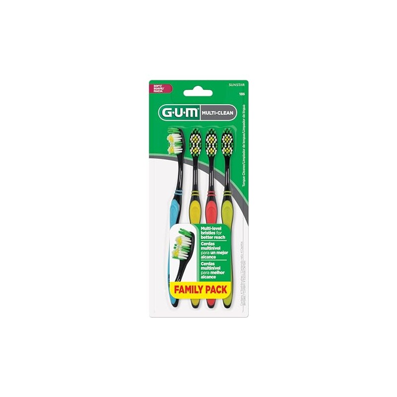 GUM - cepillo para polvo de dientes multilimpieza, cerdas suaves