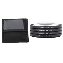 Close-up filter kit, macro lens filter set, close-up kit with +1, +2, +4, +10 lens for detailed shooting, camera filter with storage pouch for digital camera photos (72mm)
