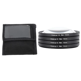 Close-up filter kit, macro lens filter set, close-up kit with +1, +2, +4, +10 lens for detailed shooting, camera filter with storage pouch for digital camera photos (72mm)