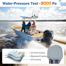 Outboard Motor Cover for Yamaha VMAX SHO Outboard Engine Cover 4-Stroke 2010-2021 VF 200 225 250 HP Cover 600D Oxford Fabric, Heavy-Duty Waterproof Boat Engine Cover Fade-Resistant Hood Cowling Cover