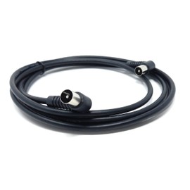 DRUT 2m TV RF Right Angle 90' Male Plug to Male Plug Coaxial TV Freeview Cable Lead 75 Ohm (6.5ft, Black)