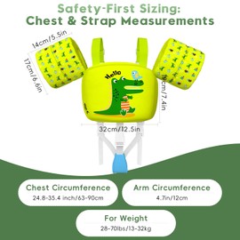 Welebar Kids Swim Vest for Boys & Girls 28-70 lbs, Toddler Floaties with Shoulder Harness Arm Wings & Crotch Strap for 2-8 Years Old Babies Toddler Children