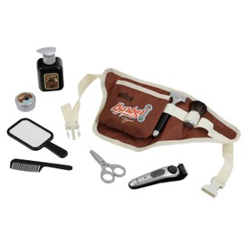 Theo Klein 5838 Braun Barber Set, Bum Bag with Many Barber Shop Utensils, Electric Game Beard Trimmer, Toy for Children from 3 Years