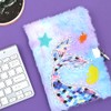 A5 Plush Mermaid Notebook,Mermaid Diary Glitter Journal Hardcover Lined Portable