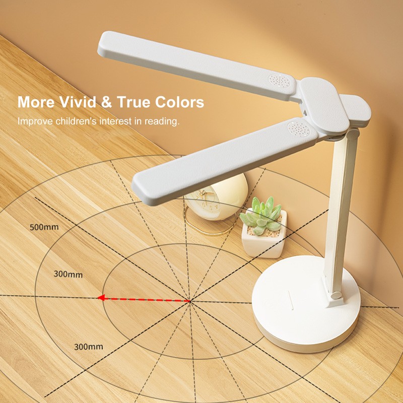 LED Desk Lamp Double Head Folding Brightness Adjustable Eye Caring