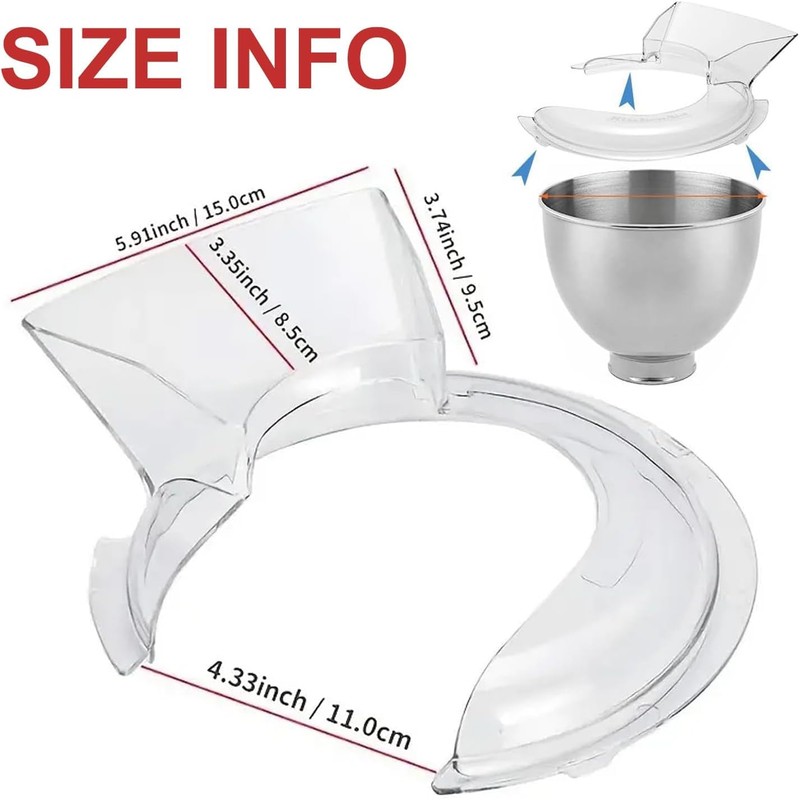 LimCryspp 4.5-5QT Stainless Steel Mixer Bowl, Tilting Vertical Mixer, Splash